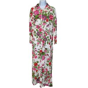 Vintage Lisanne Womens Floral Kaftan Est. Sz L Robe Mumu Golden Girls Loungewear
